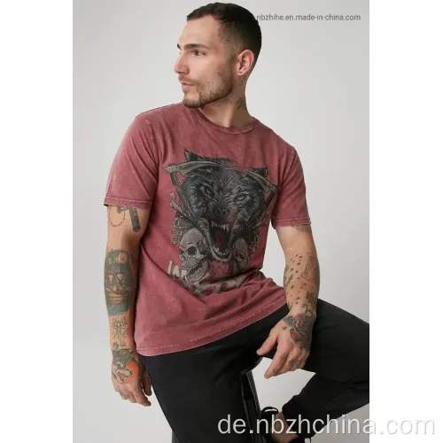 Herren Kleidungsstück Färbe Schnee Wash Kurzarm T-Shirts